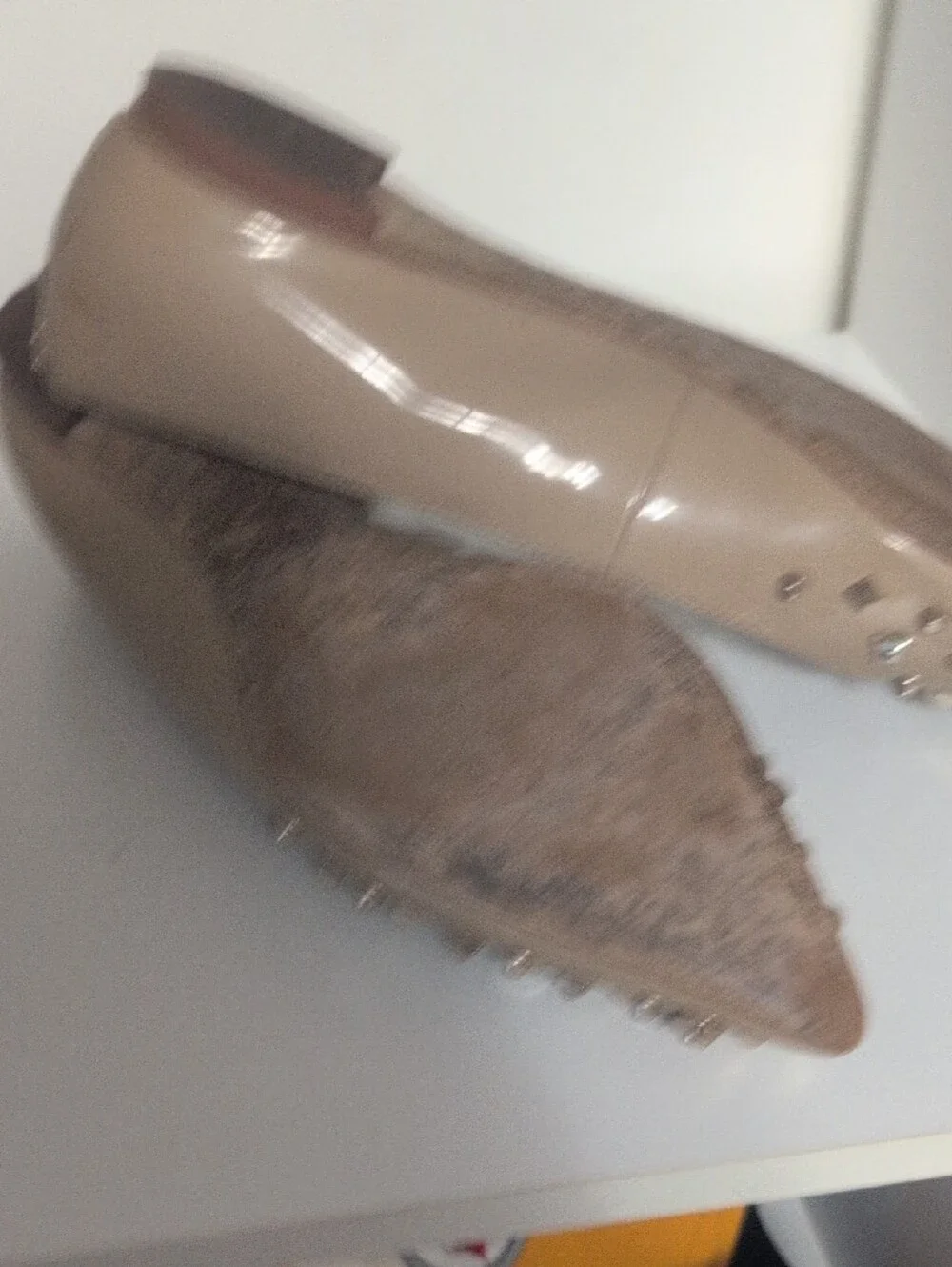 Sam Edelman Taupe Pointed-Toe Studded Flats